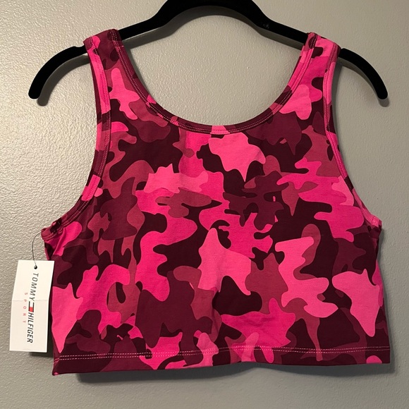 NWT Tommy Hilfiger Sport Sz Large Pink Camo Built-in Twist Front Sports Bra! - Picture 8 of 8